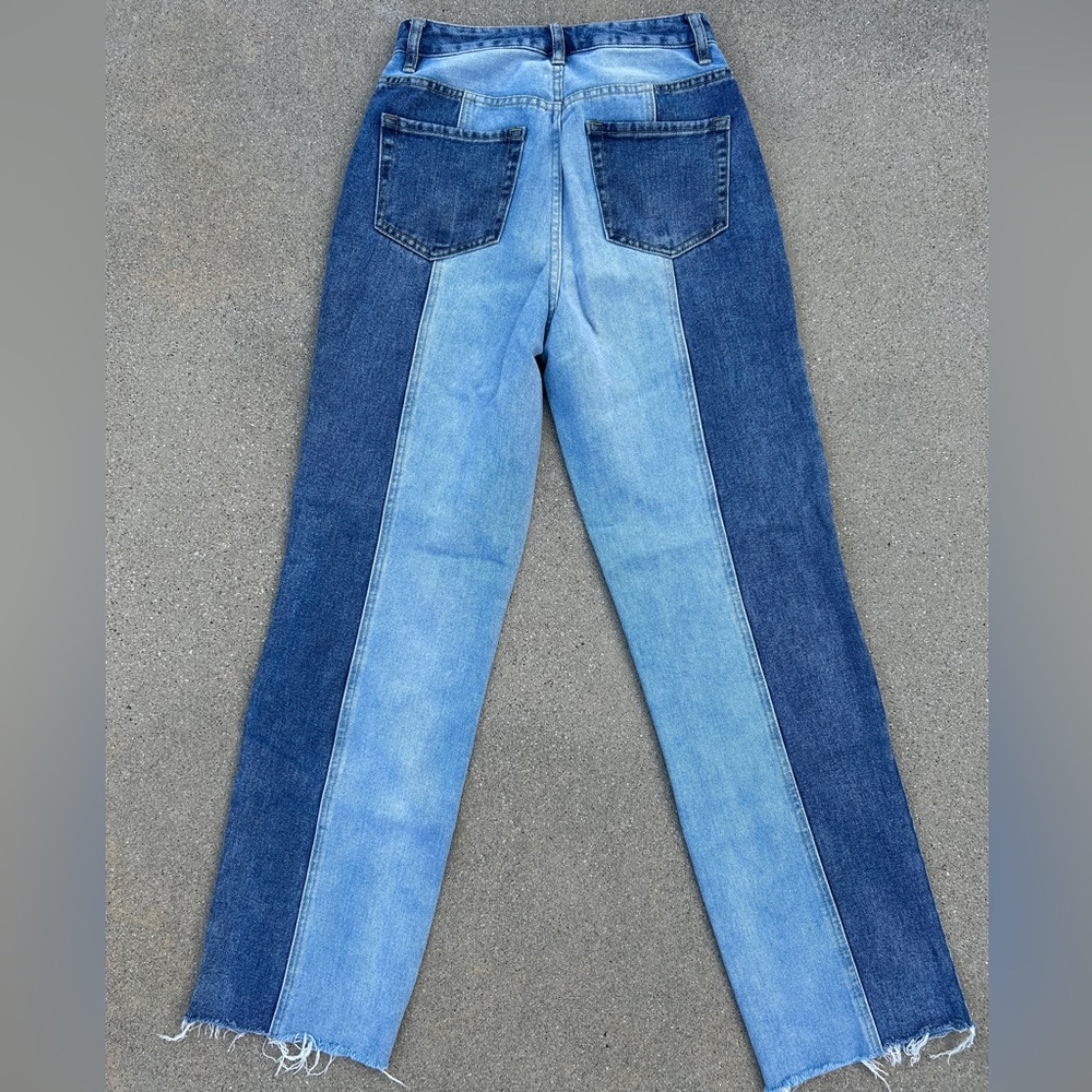 Pacsun 90's Boyfiend Two Tone High Rise 5 Pocket Long Leg Denim Blue Jeans Sz 25 - Picture 8 of 11